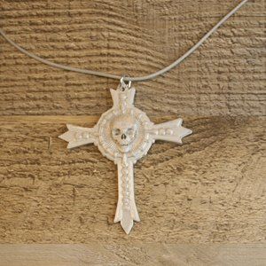 Skull Cross Pendant 3D Printed Necklace Jewelry Unique Gothic Knot